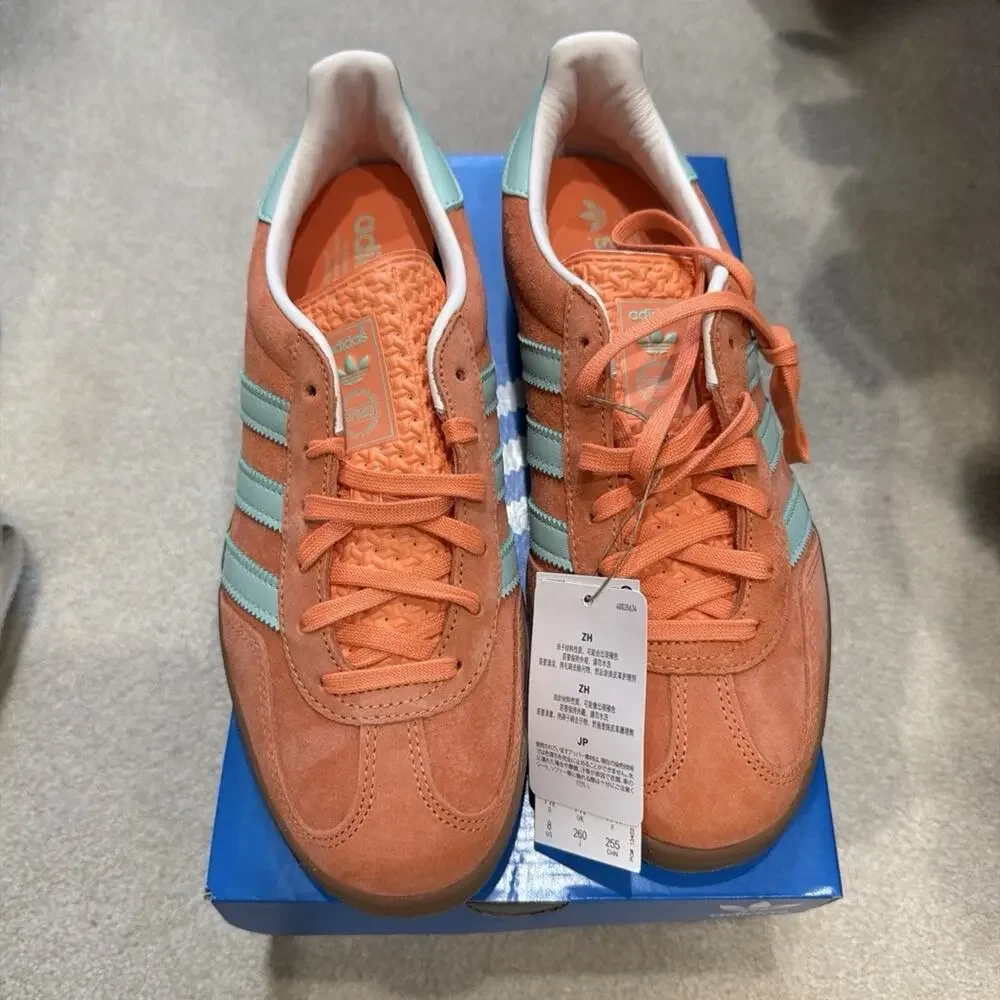 adidas Gazelle Indoor Easy Orange/Clear Mint Suede Low Top Sneakers IH7499